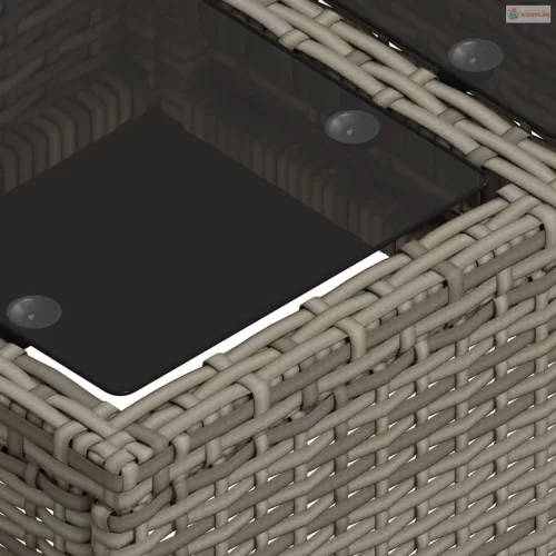 2 részes szürke polyrattan és üveg kerti ülőgarnitúra párnákkal