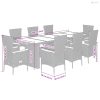 9 részes szürke polyrattan kerti étkezőgarnitúra párnával