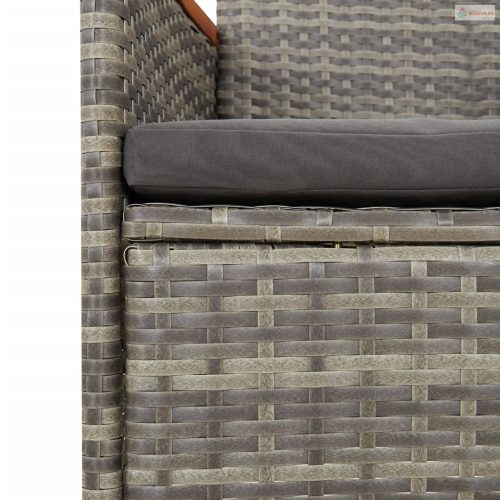 11 részes szürke polyrattan kerti ülőgarnitúra párnákkal