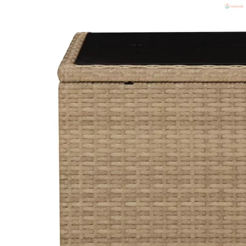 3 részes bézs polyrattan kerti étkezőgarnitúra párnákkal