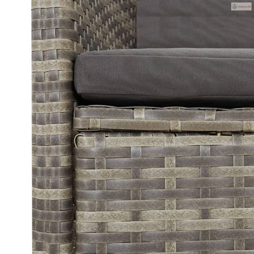 11 részes szürke polyrattan kerti ülőgarnitúra párnákkal