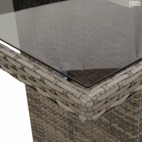 7 részes szürke polyrattan kerti étkezőgarnitúra párnával