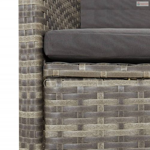 11 részes szürke polyrattan kerti ülőgarnitúra párnákkal