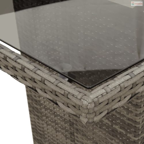 11 részes szürke polyrattan kerti ülőgarnitúra párnákkal