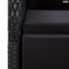7 részes fekete polyrattan kerti étkezőgarnitúra párnával