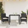 3 részes fekete polyrattan/üveg kerti étkezőgarnitúra párnákkal