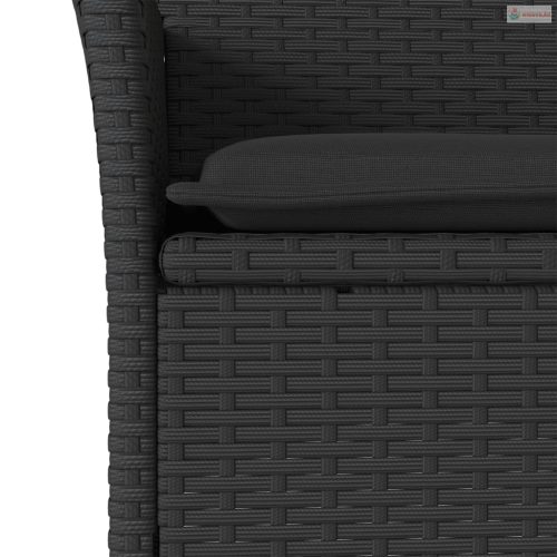 5 részes fekete polyrattan/üveg kerti étkezőgarnitúra párnákkal