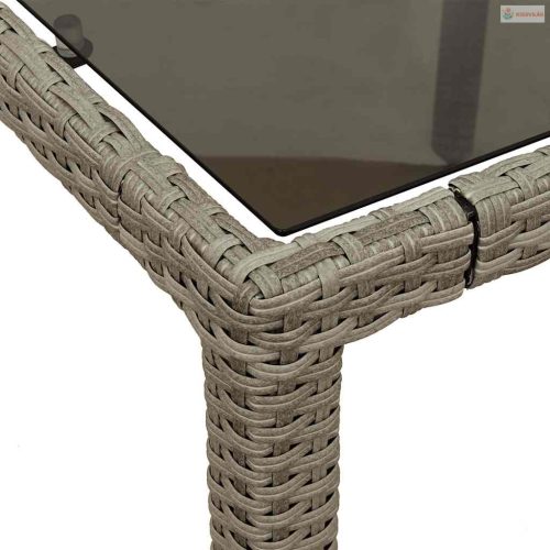 9 részes szürke polyrattan/üveg kerti étkezőgarnitúra párnákkal