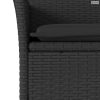 3 részes fekete polyrattan/üveg kerti étkezőgarnitúra párnákkal