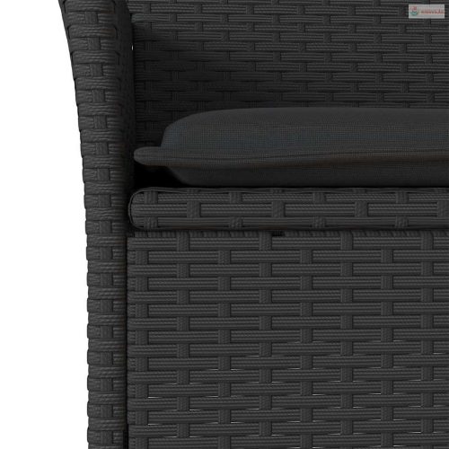 3 részes fekete polyrattan/üveg kerti étkezőgarnitúra párnákkal