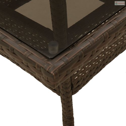 5 részes barna polyrattan/üveg kerti étkezőgarnitúra párnákkal