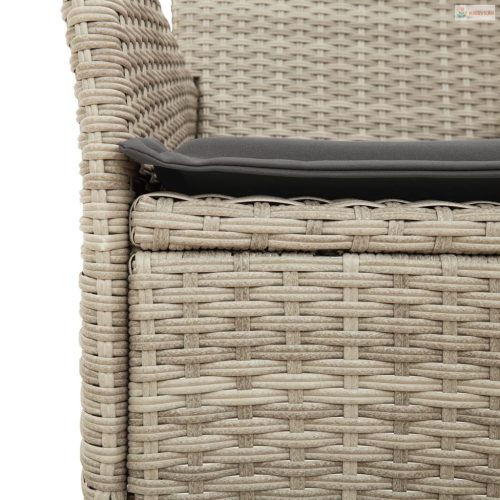 3 részes szürke polyrattan/üveg kerti étkezőgarnitúra párnával