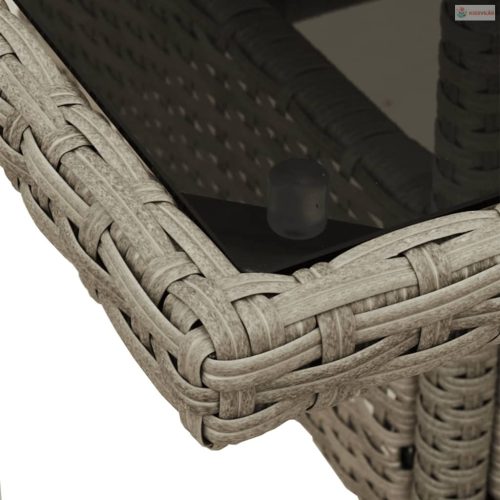 5 részes szürke polyrattan/üveg kerti étkezőgarnitúra párnával