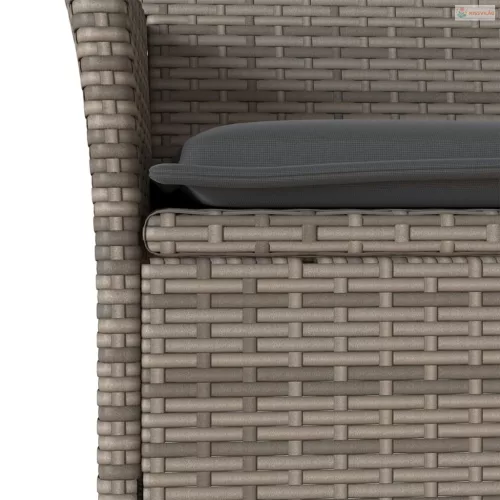 5részes szürke polyrattan/akácfa kerti étkezőgarnitúra párnával