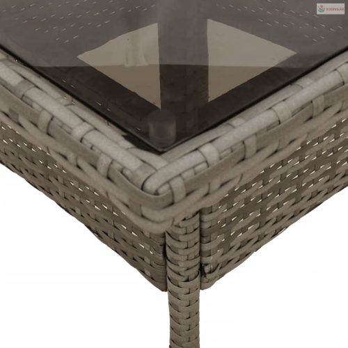 5 részes szürke polyrattan/üveg kerti étkezőgarnitúra párnával