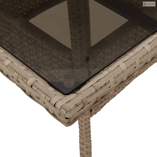 5 részes bézs polyrattan/üveg kerti étkezőgarnitúra párnákkal