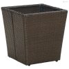 3 részes barna polyrattan/üveg bisztrógarnitúra párnákkal