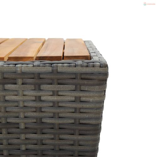 3 részes szürke polyrattan/üveg bisztrógarnitúra párnákkal