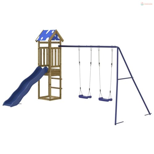 Impregnált fenyőfa kültéri játszószett