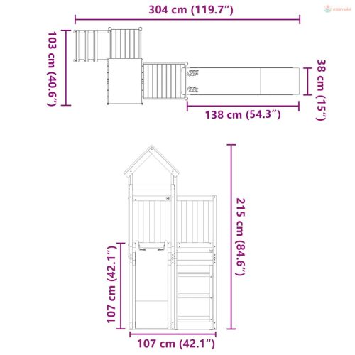 Tömör duglászfenyő kültéri játszószett