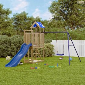 Impregnált fenyőfa kültéri játszószett