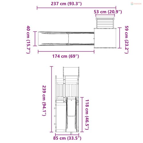 Impregnált fenyőfa kültéri játszószett