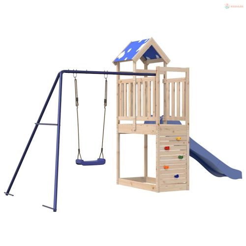 Tömör fenyőfa kültéri játszószett