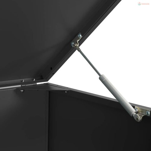 Fekete acél kerekes tároló 3 szemeteskukához 207 x 79 x 117 cm