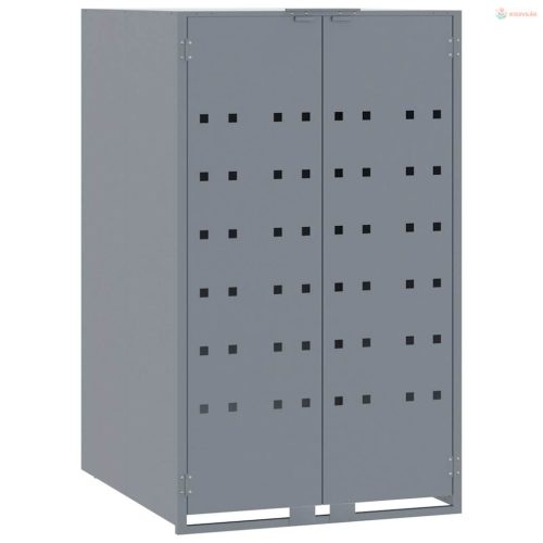 Szürke acél kerekes tároló 5 szemeteskukához 345 x 79 x 117 cm