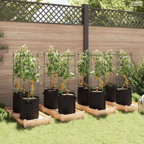 8 db acél és polipropilén paradicsomketrec növényzsákkal 116 cm