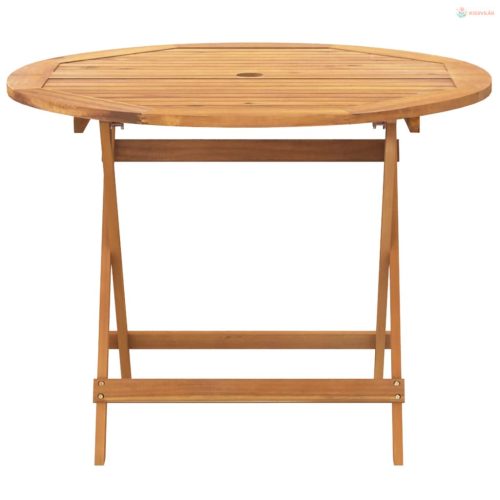 5 részes fekete polyrattan és tömör fa kerti étkezőgarnitúra