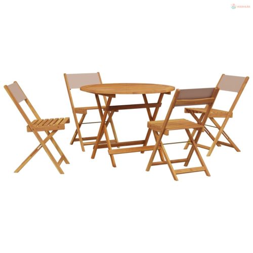 5 részes tópszínű szövet és tömör fa kerti étkezőgarnitúra
