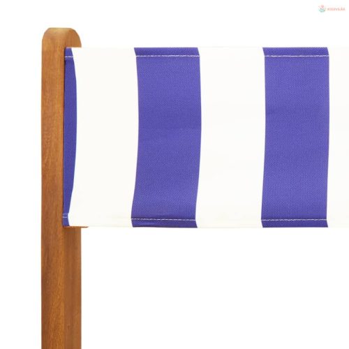 5 részes kék és fehér szövet és tömör fa kerti étkezőgarnitúra