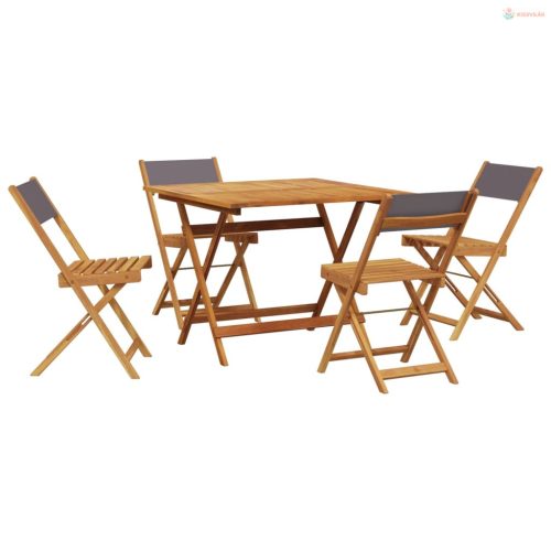 5 részes antracitszürke szövet + tömör fa kerti étkezőgarnitúra