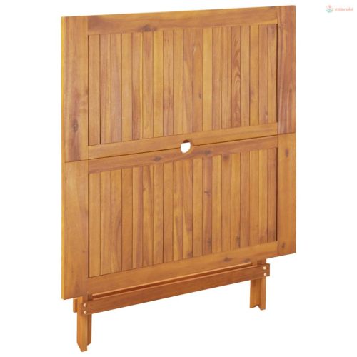 5-részes levélmintás szövet és tömör fa kerti étkezőgarnitúra