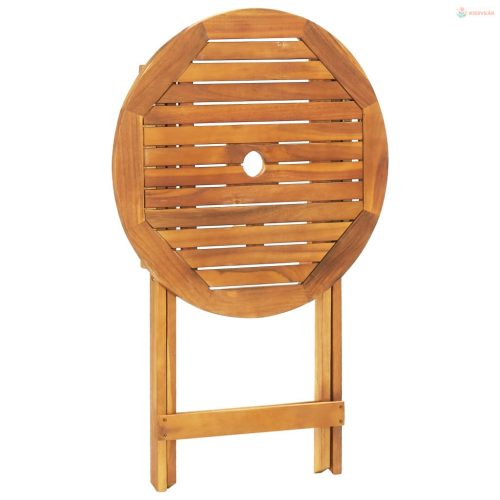 3 részes szürke polyrattan és tömör fa bisztrószett