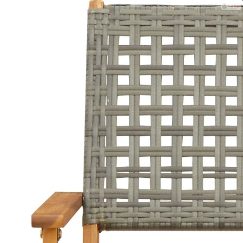 3 részes szürke polyrattan és tömör fa bisztrószett