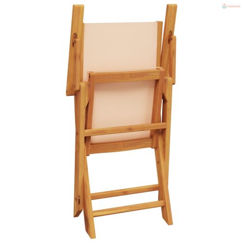 5 részes bézs szövet és tömör fa kerti étkezőgarnitúra