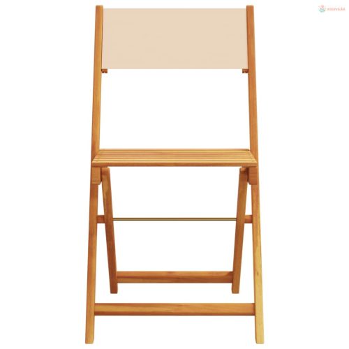 3 részes bézs szövet és tömör fa bisztrószett