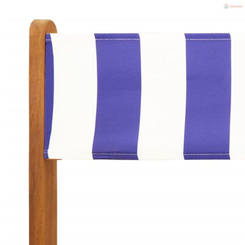 3 részes kék és fehér szövet és tömör fa bisztrószett