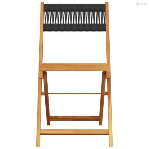 3 részes fekete polipropilén és tömör fa bisztrószett