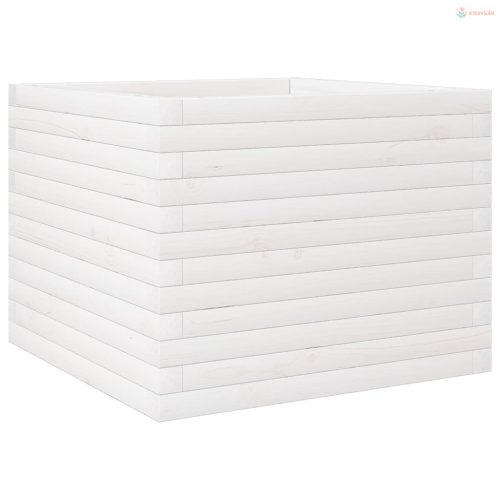 Fehér tömör fenyőfa kerti virágláda 60x60x46 cm
