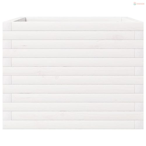 Fehér tömör fenyőfa kerti virágláda 60x60x46 cm