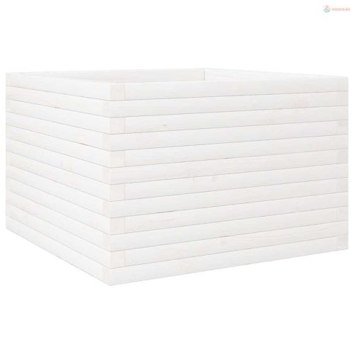 Fehér tömör fenyőfa kerti virágláda 70x70x46 cm