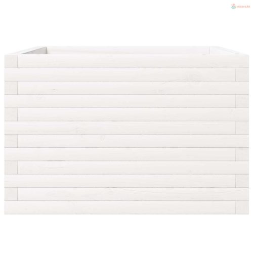 Fehér tömör fenyőfa kerti virágláda 70x70x46 cm