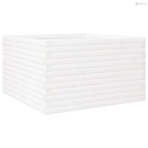 Fehér tömör fenyőfa kerti virágláda 80x80x46 cm