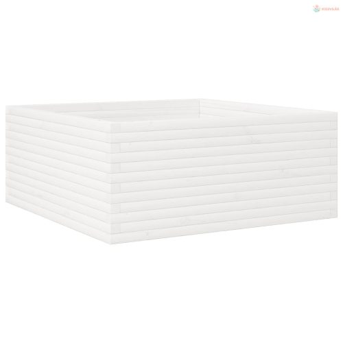 Fehér tömör fenyőfa kerti virágláda 110 x 110 x 46 cm