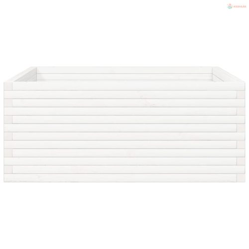 Fehér tömör fenyőfa kerti virágláda 110 x 110 x 46 cm