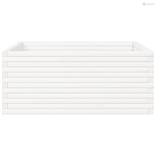 Fehér tömör fenyőfa kerti virágláda 110 x 110 x 46 cm