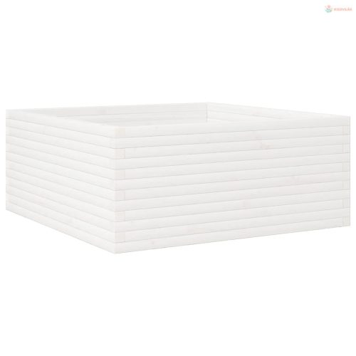 Fehér tömör fenyőfa kerti virágláda 110 x 110 x 46 cm